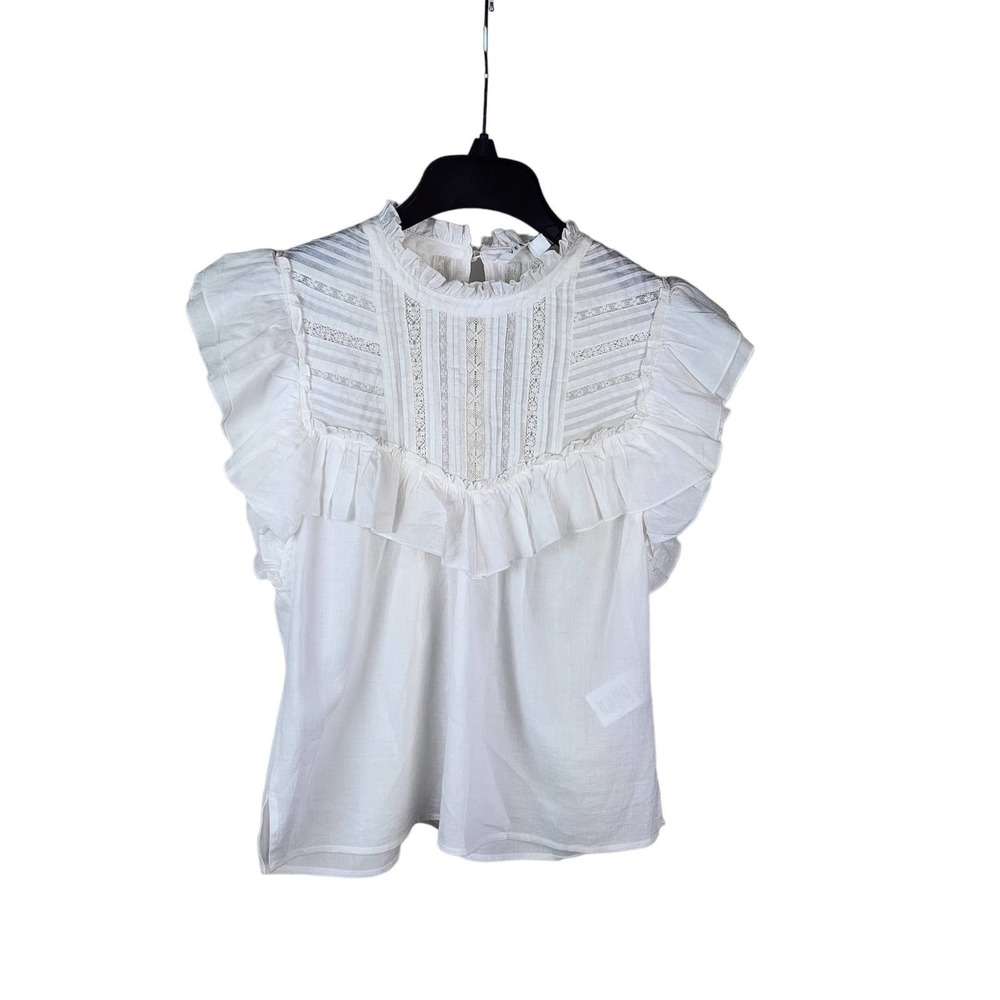 NWT Veronica Beard Blouse 4 Flutter Sleeve Cotton Boho Chic
